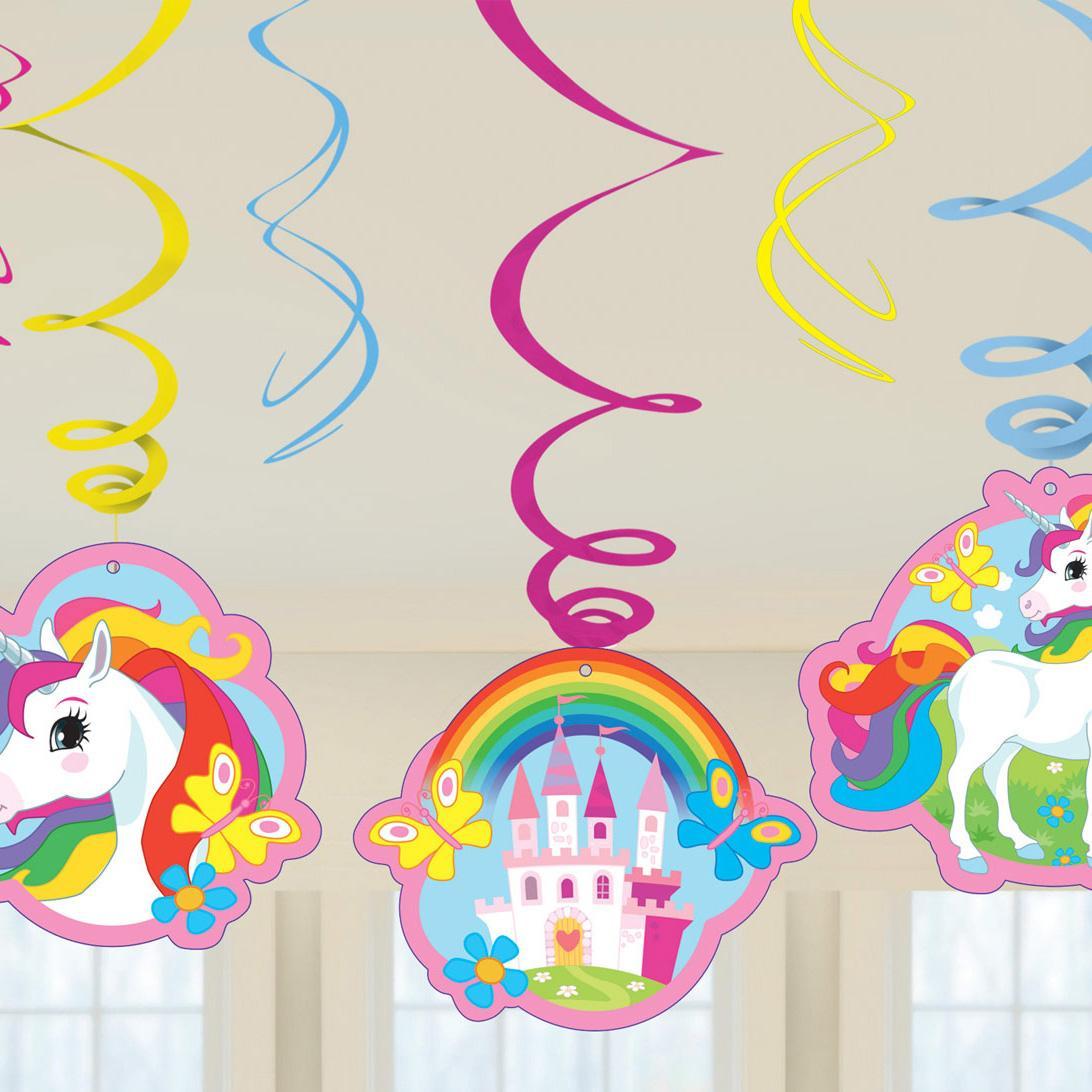 Unicorn Swirl Decorations 6pcs Decorations - Party Centre