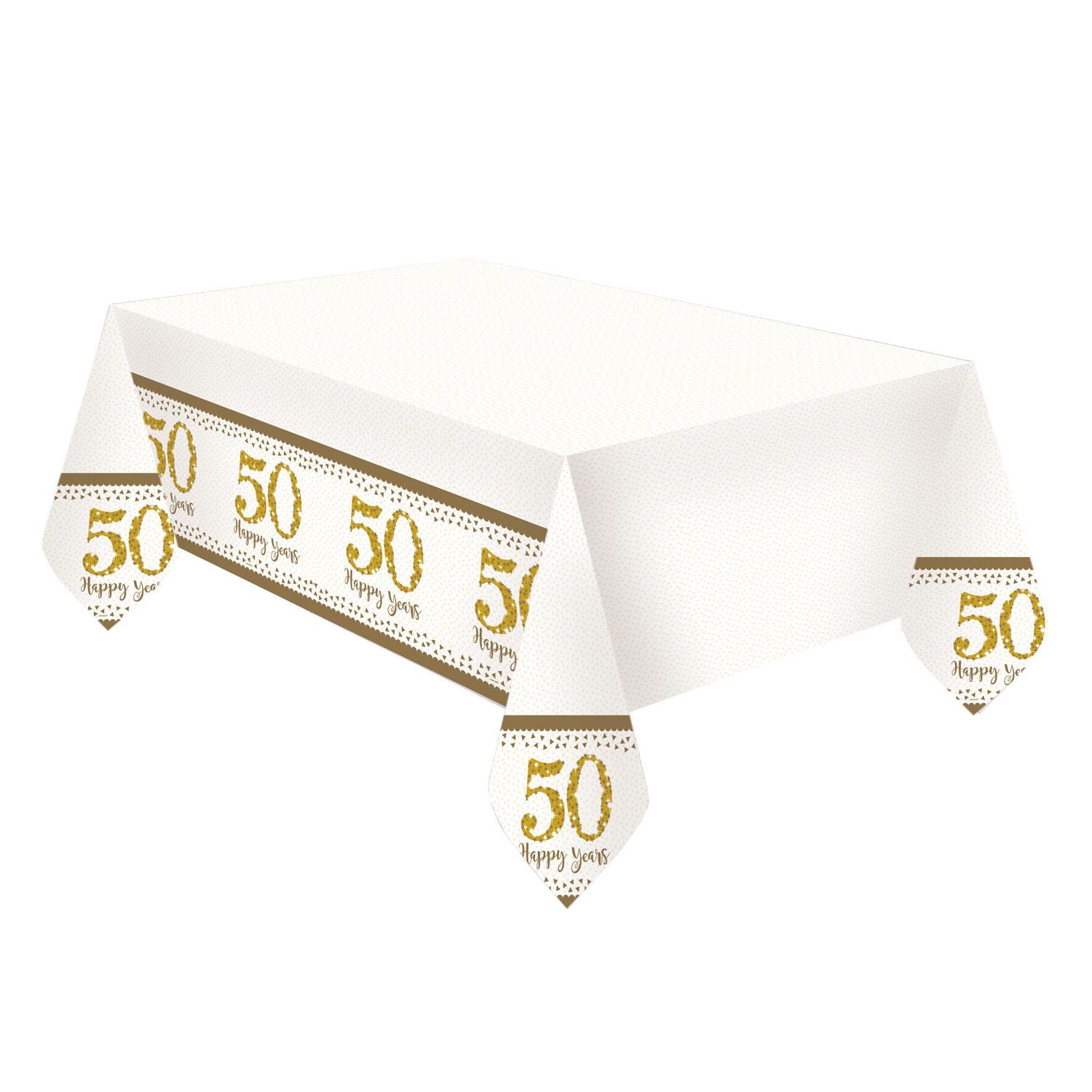 Gold Anniversaries Plastic Tablecover
