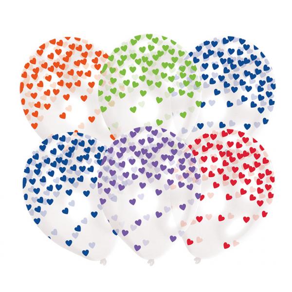 Heart Confetti Fashion Latex Balloons 11in, 6pcs Balloons & Streamers - Party Centre