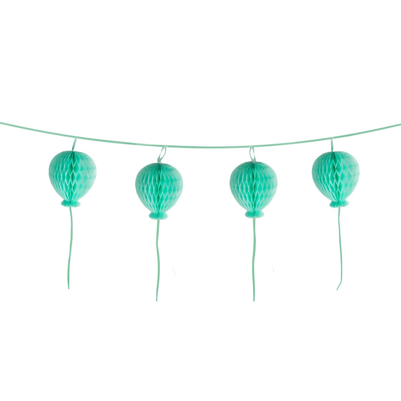 Pastel Turquoise Happy Birthday Honeycomb Ball Decorations - Party Centre