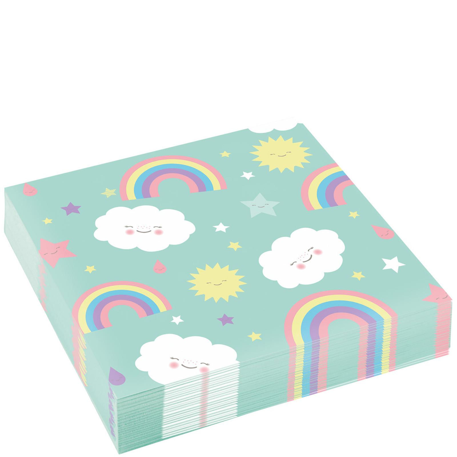 Rainbow & Cloud Lunch Tissues 20pcs Printed Tableware - Party Centre