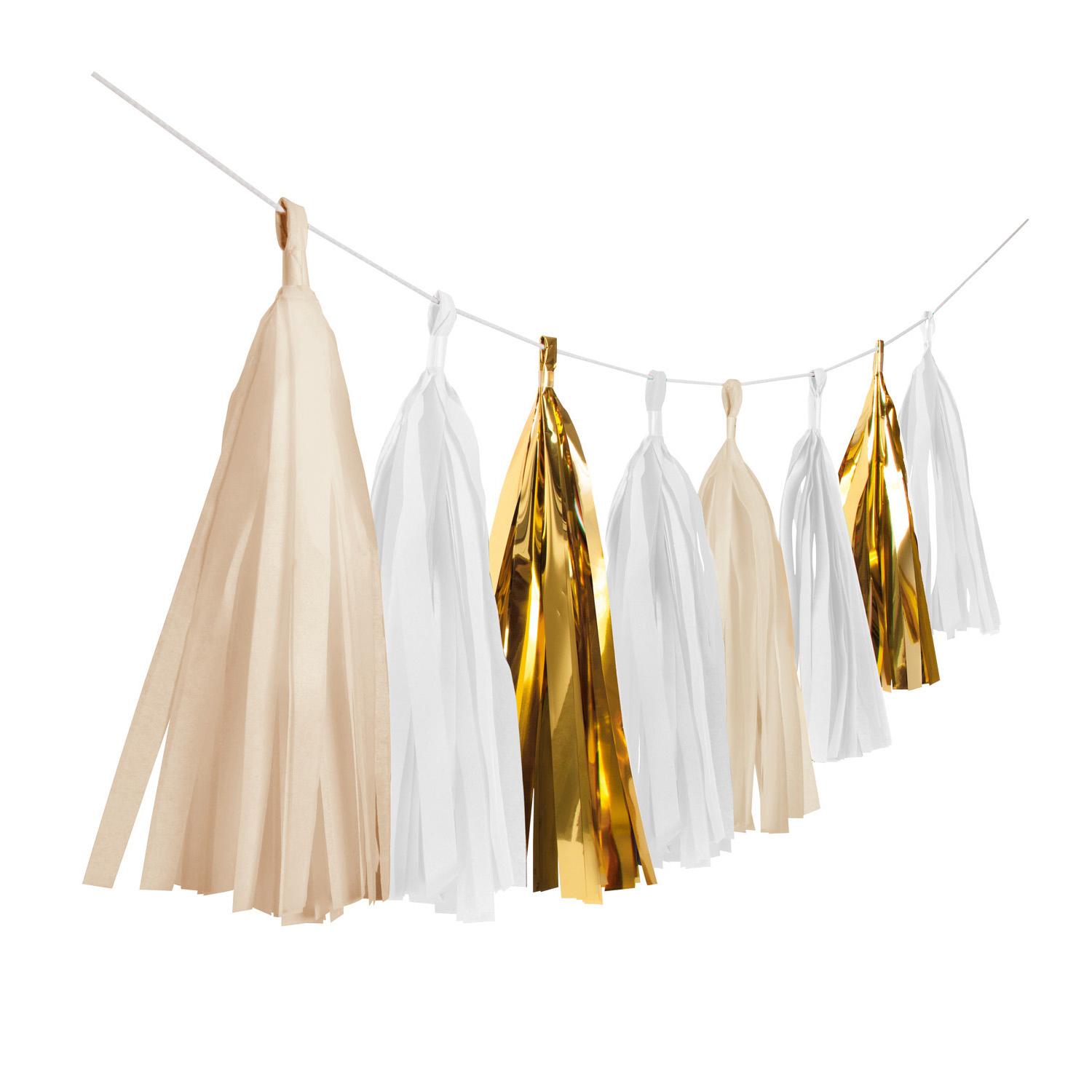 Gold Brush Paper Tassel Garland Decorations - Party Centre