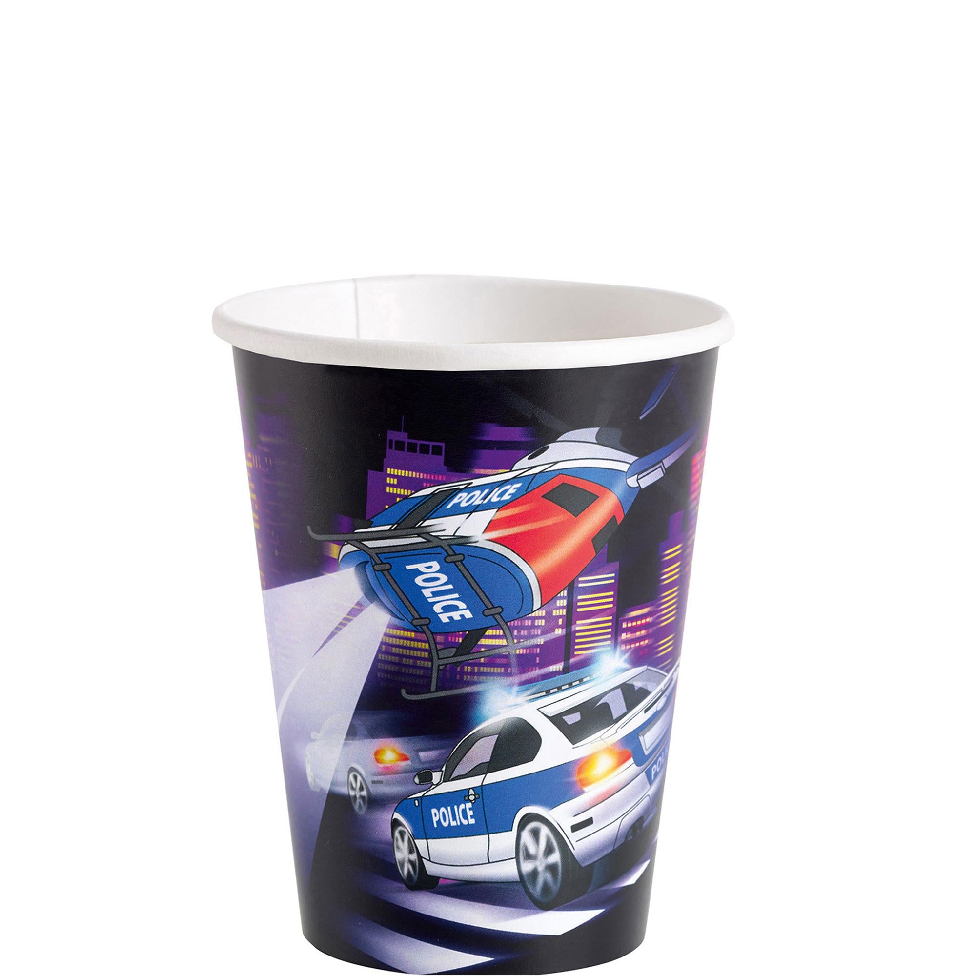 Police Cups 9oz, 8pcs Printed Tableware - Party Centre