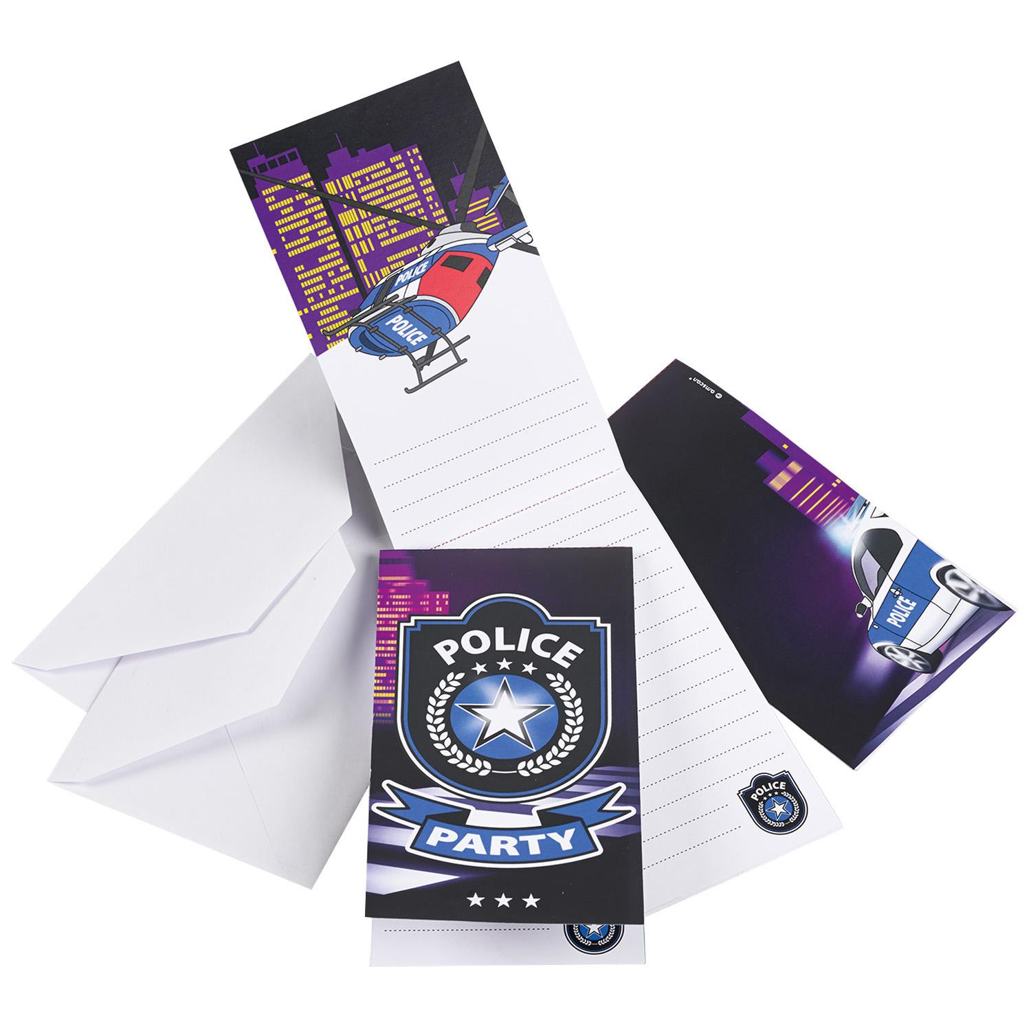Police Invitation Cards & Envelopes 8pcs Party Accessories - Party Centre