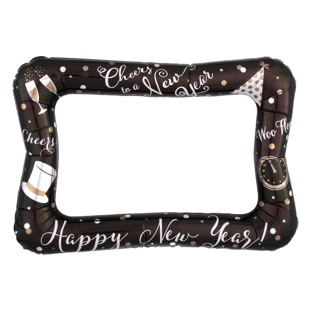New Year's Selfie Frame Foil Balloon 58x40cm Balloons & Streamers - Party Centre