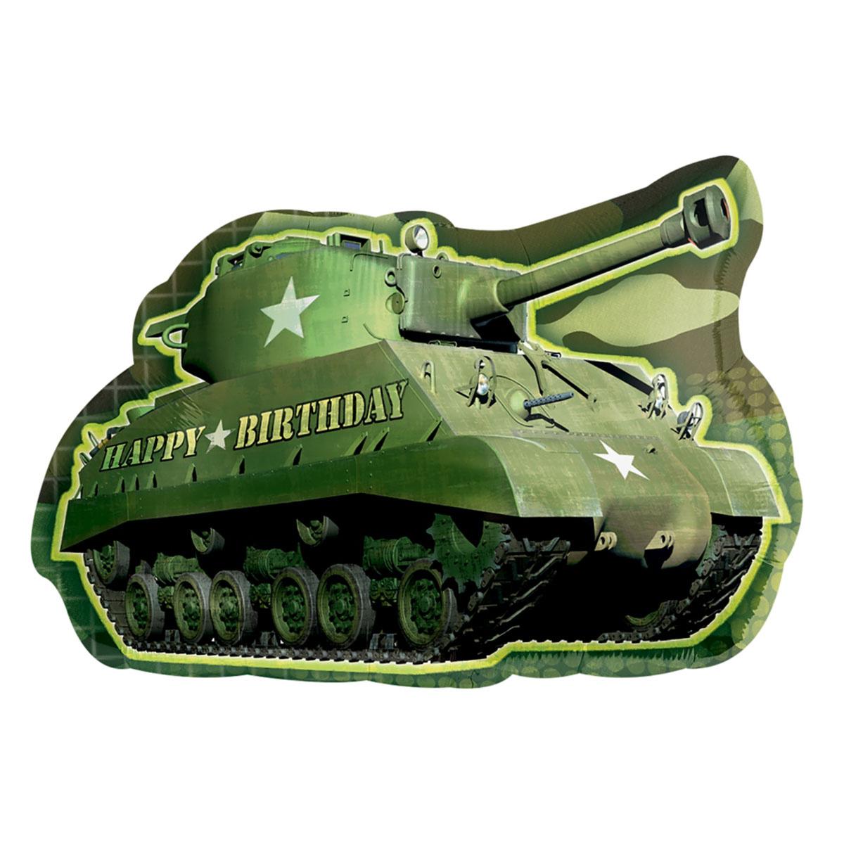 Army Tank Birthday Foil Balloon 26 x 19in Balloons & Streamers - Party Centre