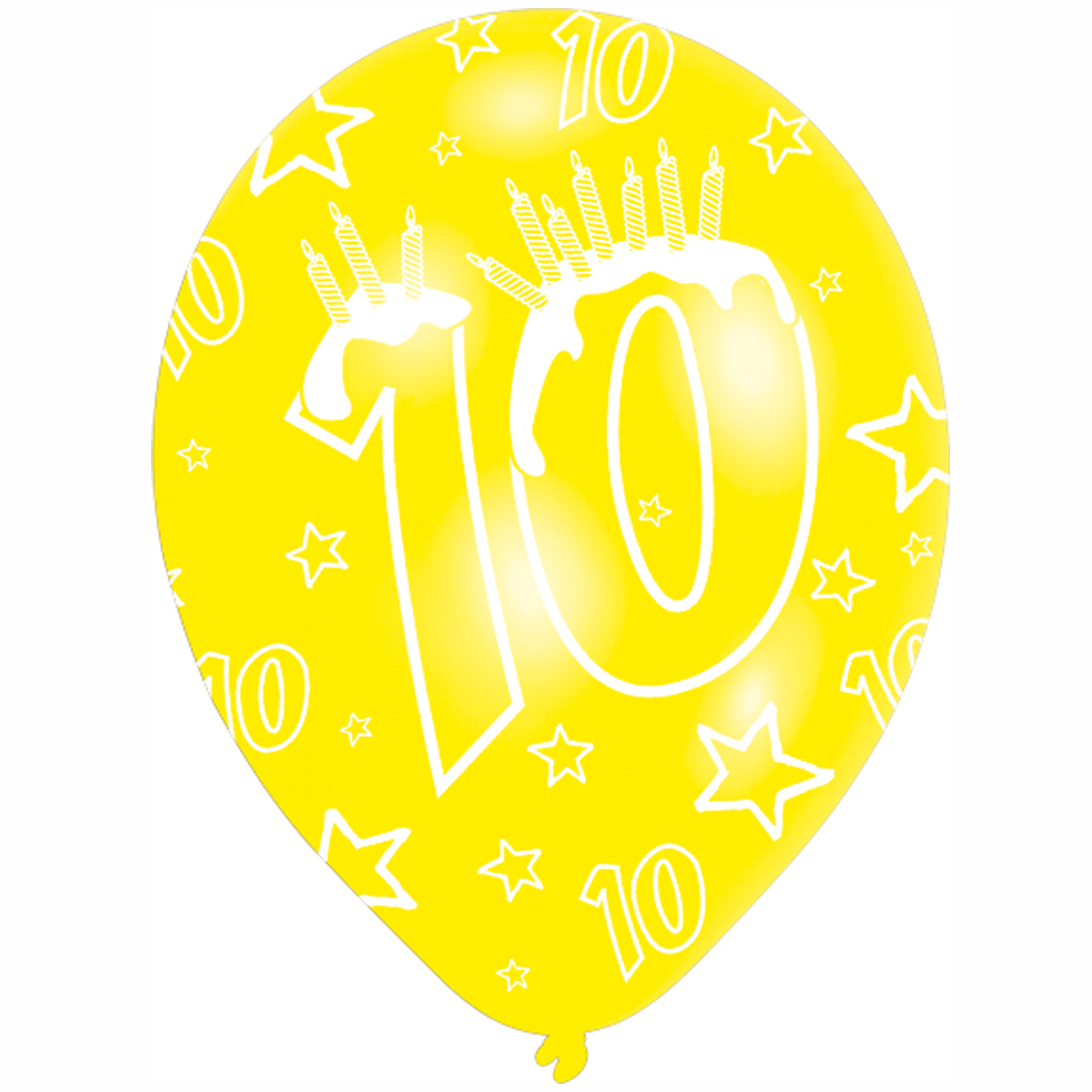 10th Birthday Assorted Colors Latex Balloons 11in, 6pcs Balloons & Streamers - Party Centre