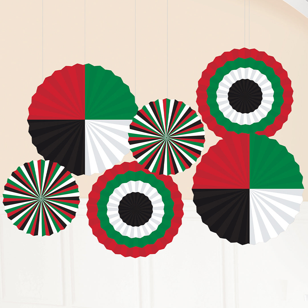 UAE Fan Decorations, Paper 6pcs