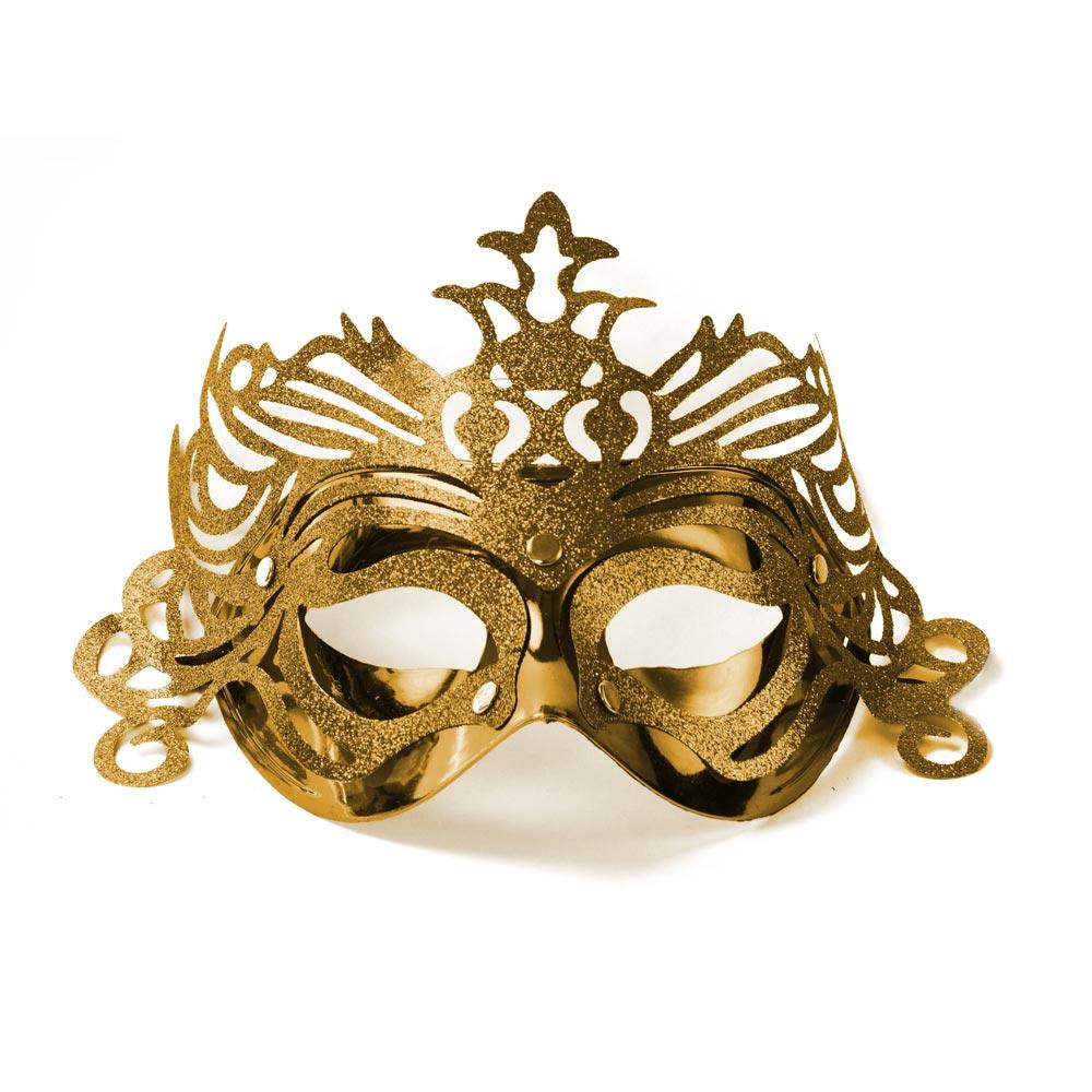 Party Mask with Ornaments, Gold Costumes & Apparel - Party Centre
