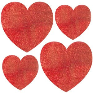 Valentine Mini Glitter Heart Cutouts 10pcs Decorations - Party Centre
