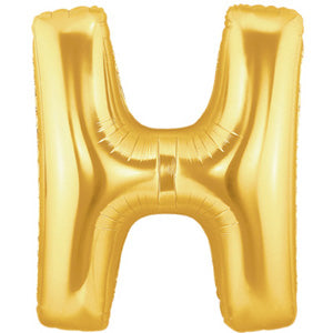 Letter H Gold Foil Balloon 100cm Balloons & Streamers - Party Centre