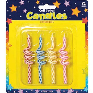 Coil Spiral Birthday Candles 3 1/2in, 4pcs Party Accessories - Party Centre