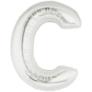 Letter C Silver Foil Balloon 100cm Balloons & Streamers - Party Centre
