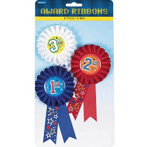1st, 2nd, 3rd Place Award Ribbons 6in, 3pcs Party Accessories - Party Centre