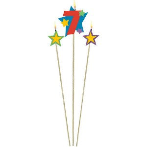 Number 7 Star Birthday Candle 3pcs Party Accessories - Party Centre