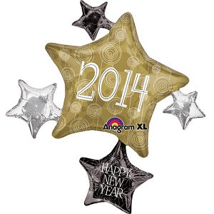 New Year 2014 Cluster Supershape Balloon 35in Balloons & Streamers - Party Centre