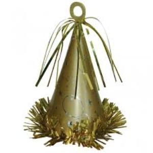 Gold Party Hat Balloon Weight 6oz Balloons & Streamers - Party Centre