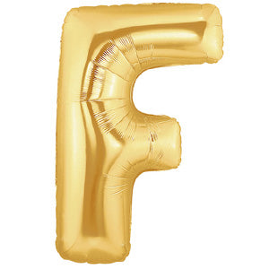 Letter F Gold Foil Balloon 100cm Balloons & Streamers - Party Centre