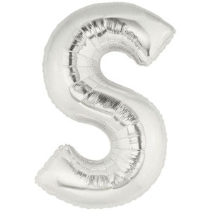 Letter S Silver Foil Balloon 100cm Balloons & Streamers - Party Centre