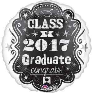 Class of 2017 Chalkboard Foil Balloon 18in Balloons & Streamers - Party Centre