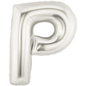 Letter P Silver Foil Balloon 100cm Balloons & Streamers - Party Centre