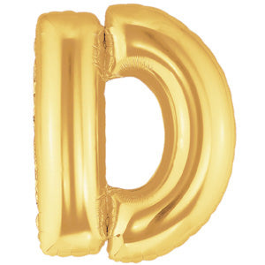 Letter D Gold Foil Balloon 100cm Balloons & Streamers - Party Centre