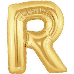 Letter R Gold Foil Balloon 100cm Balloons & Streamers - Party Centre