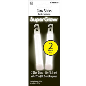 White Glow Sticks 4in, 2pcs Party Accessories - Party Centre