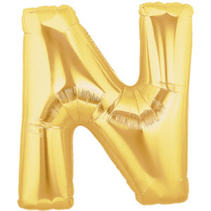 Letter N Gold Foil Balloon 100cm Balloons & Streamers - Party Centre