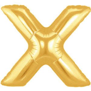 Letter X Gold Foil Balloon 100cm Balloons & Streamers - Party Centre