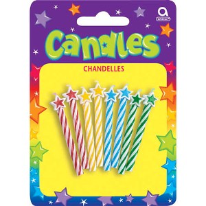 Assorted Spiral Candles With Stars 2 1/2in, 8pcs Party Accessories - Party Centre