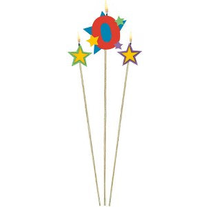 Number 0 Star Birthday Candle 3pcs Party Accessories - Party Centre