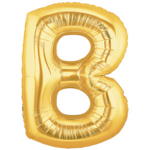 Letter B Gold Foil Balloon 100cm Balloons & Streamers - Party Centre