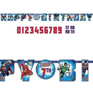 Justice League Add-An-Age Letter Banner Decorations - Party Centre