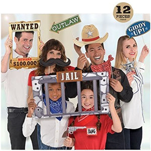 Western Jumbo Photo Prop Kit 12pcs Party Accessories - Party Centre