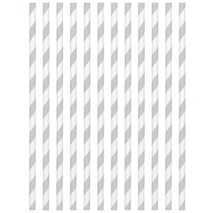 Silver Paper Straws 24pcs Candy Buffet - Party Centre
