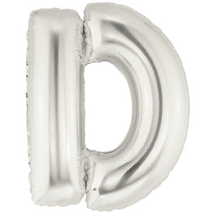 Letter D Silver Foil Balloon 100cm Balloons & Streamers - Party Centre