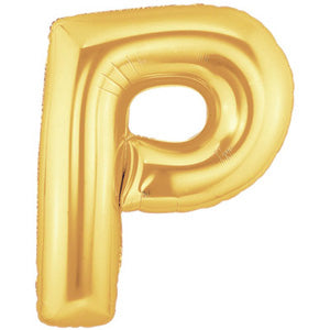 Letter P Gold Foil Balloon 100cm Balloons & Streamers - Party Centre