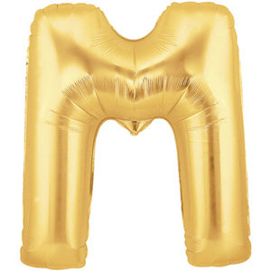 Letter M Gold Foil Balloon 100cm Balloons & Streamers - Party Centre