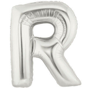 Letter R Silver Foil Balloon 100cm Balloons & Streamers - Party Centre