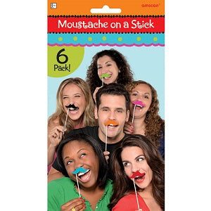 Moustache on a Stick Multi Pack Plush Party Favors - Party Centre