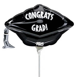 Congrats Grad Cap Black Junior Shape Balloon 18in Balloons & Streamers - Party Centre