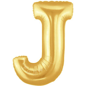 Letter J Gold Foil Balloon 100cm Balloons & Streamers - Party Centre