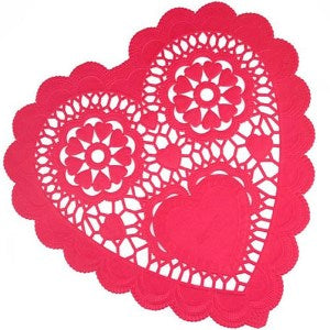 Red Heart-Shaped Paper Doilies 6in, 20pcs Party Accessories - Party Centre