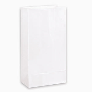 White Packaged Paper Bags 10in, 12pcs Favours - Party Centre