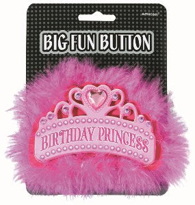Birthday Princess Big Fun Button 4in Party Accessories - Party Centre