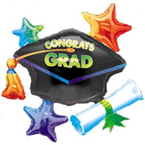 Graduation Cluster SuperShape Balloon 31 x 29in Balloons & Streamers - Party Centre