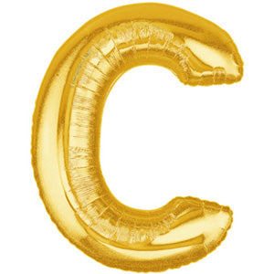 Letter C Gold Foil Balloon 100cm Balloons & Streamers - Party Centre