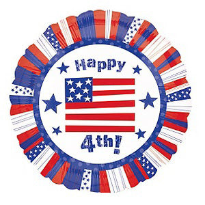 Happy 4th Patriotic Foil Balloon 18in Balloons & Streamers - Party Centre