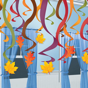 Fall Hanging Swirl Decorating Kit 30pcs Decorations - Party Centre